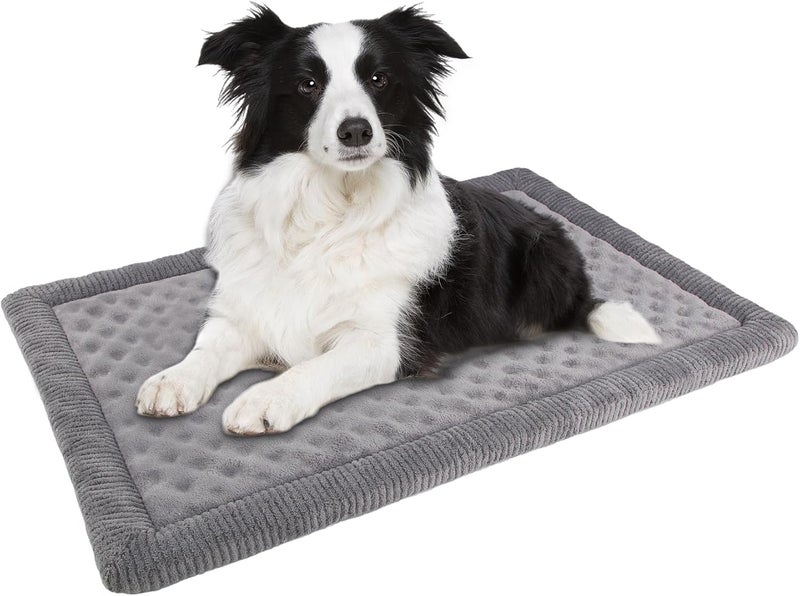 PAGGED Large Dog Crate Pad 36 inch Gray Memory Foam Dog Kennel Bed Soft Flannel Washable Anti Slip Puppy Sleeping Mat,Grey - Image 1